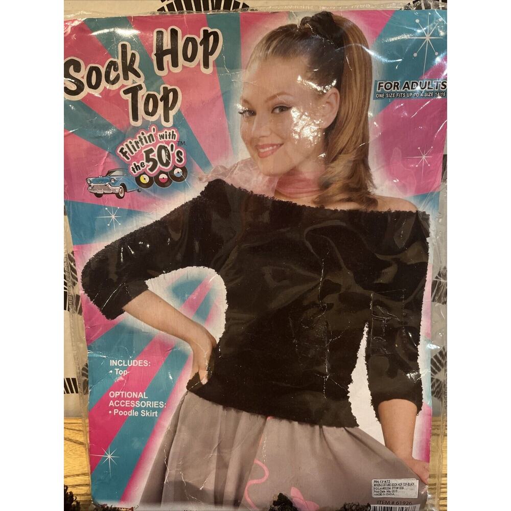 Forum Novelties Women's Poodle 50's Sock Hop Black Costume Sweater (Top Only)
